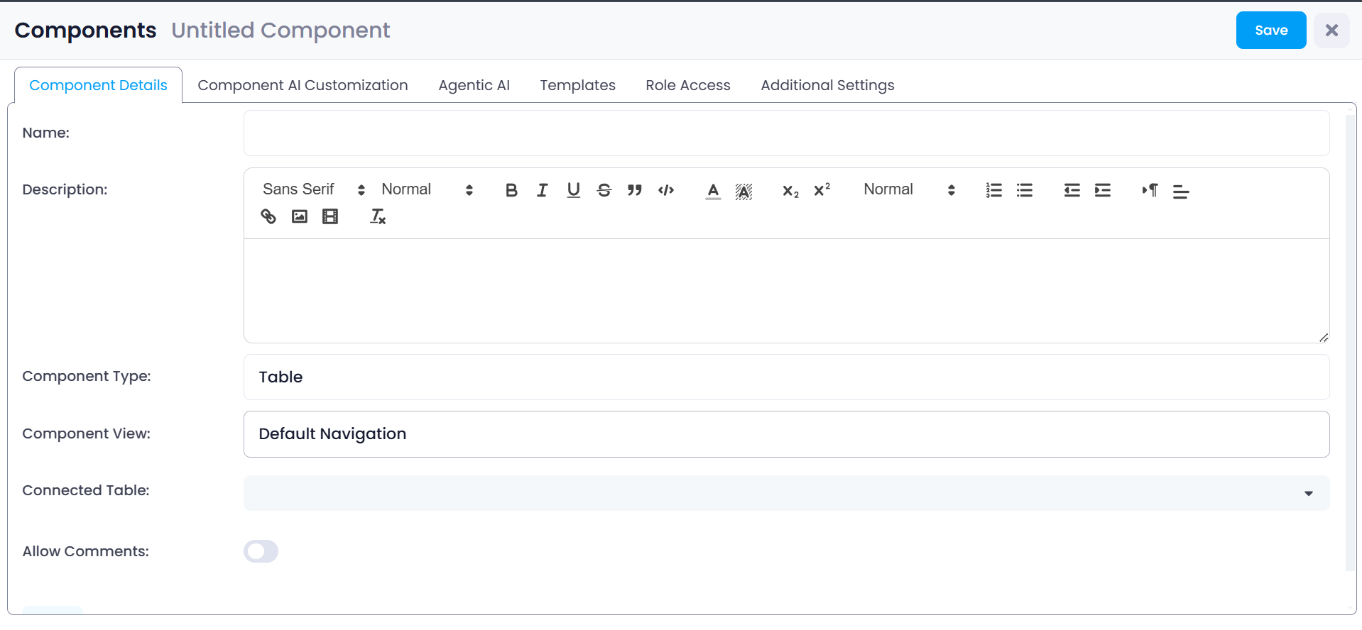 Component Details Interface