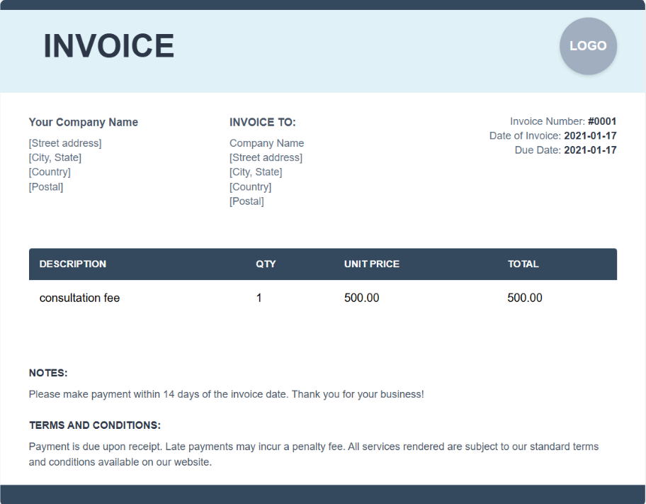 Invoice Template Example